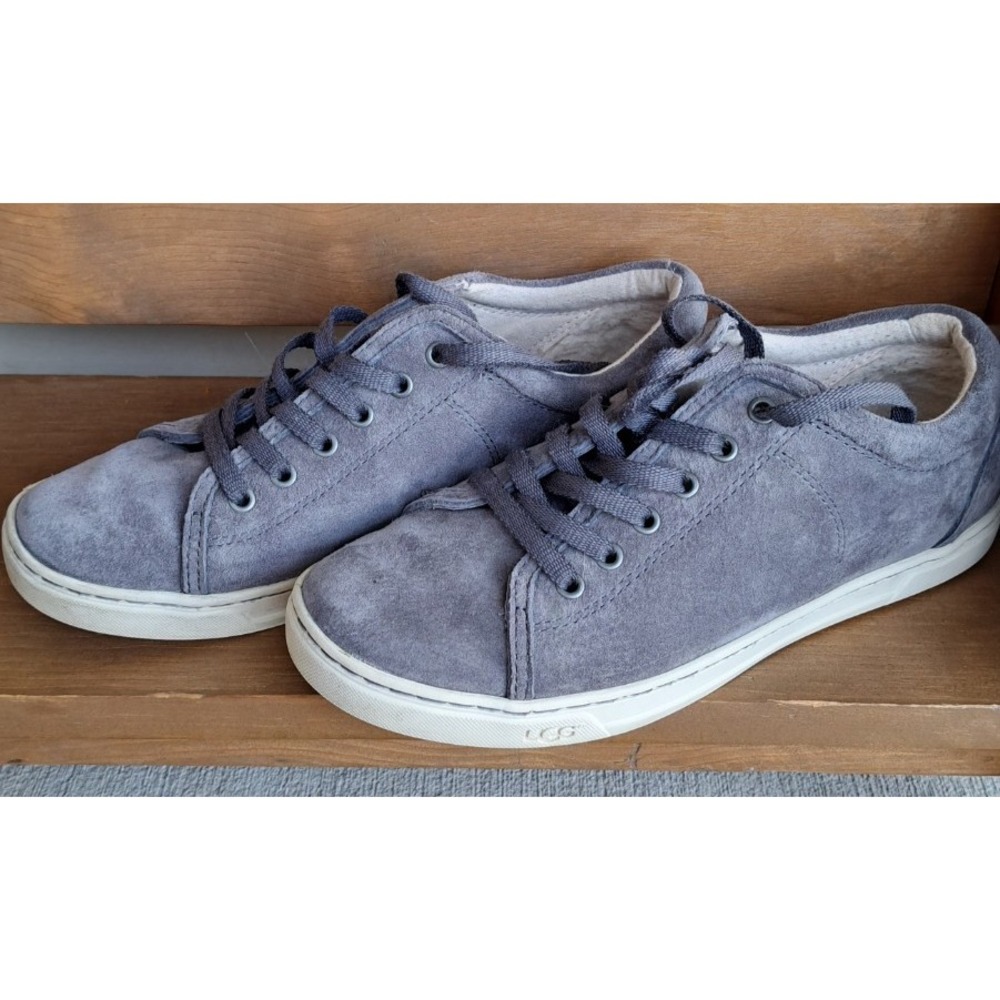 UGG Australia Tomi Womens 8.5 Gray Leather Suede Sneakers Flat Shoes Comfort